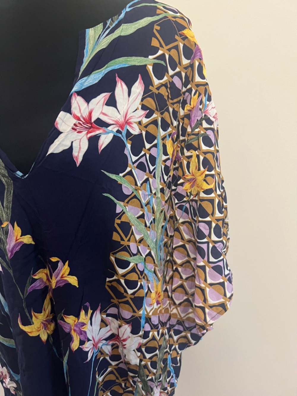 Trina Turk Navy Floral & Geometric Swim Coverup - Picture 5 of 6